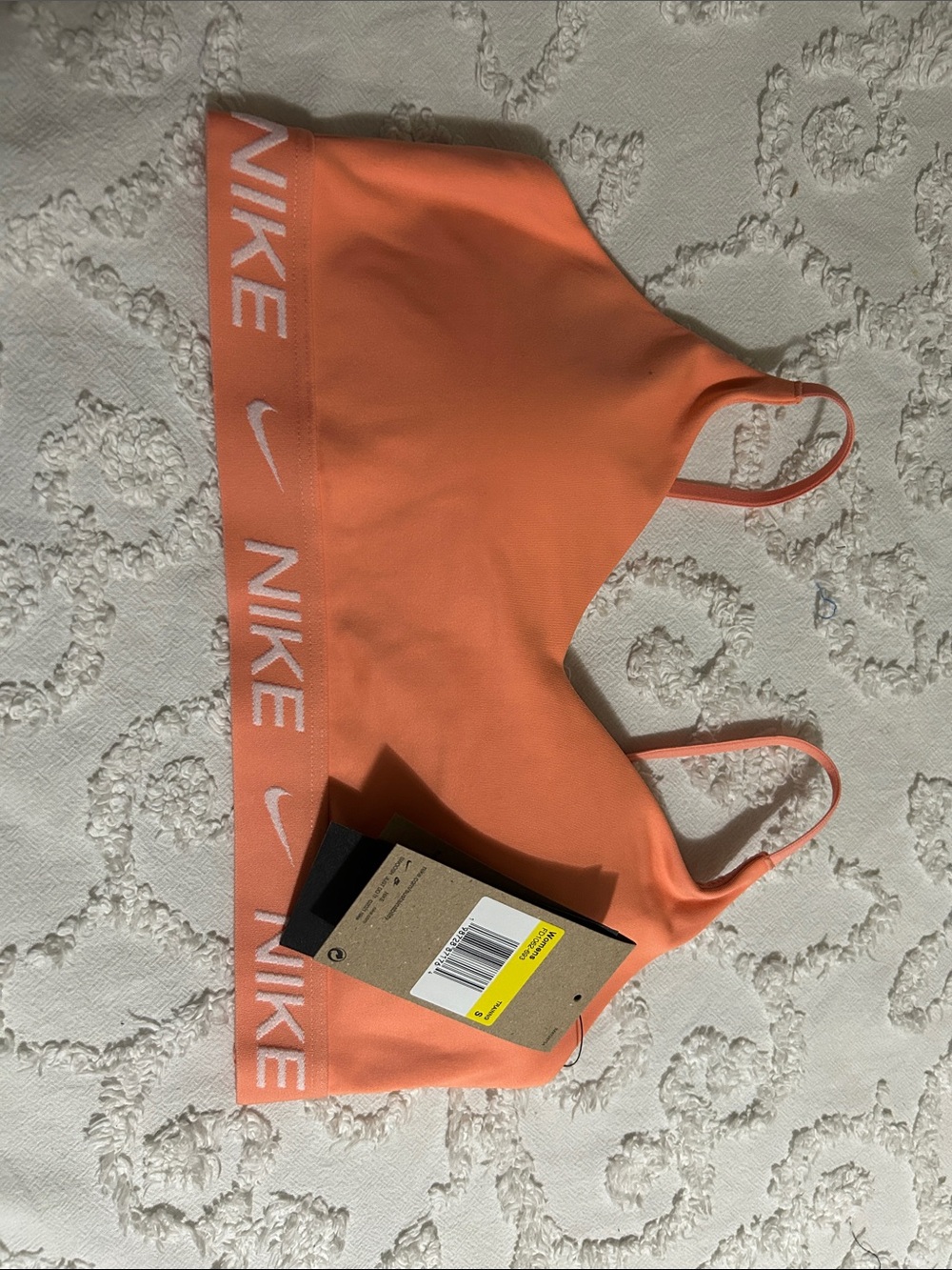 Nike Coral Orange Lightweight Sports Bra with Branded Band